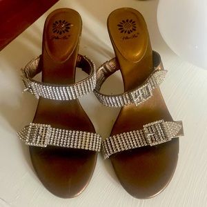 Yellow Box rhinestone heels, size 8.5